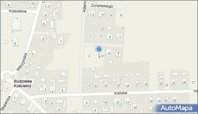 Budzisław Kościelny, św. Pustelników, 4, mapa Budzisław Kościelny