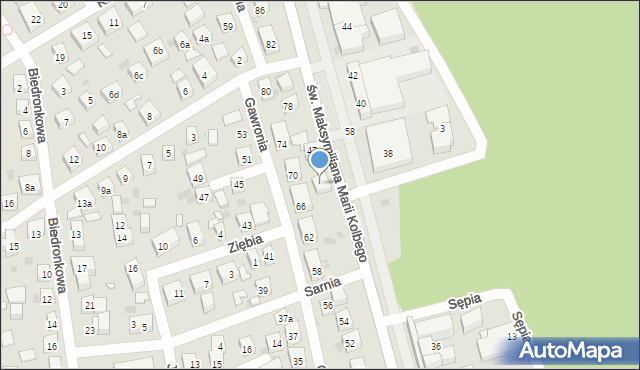 Bydgoszcz, św. Maksymiliana Marii Kolbego, 43, mapa Bydgoszczy