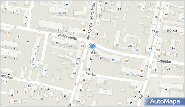 Bytom, św. Cyryla i Metodego, 30A, mapa Bytomia