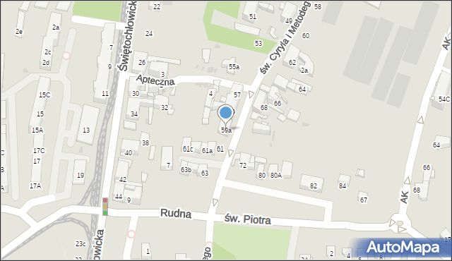Bytom, św. Cyryla i Metodego, 59a, mapa Bytomia