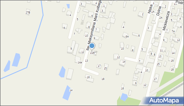 Chechło Pierwsze, św. Maksymiliana Marii Kolbego, 11A, mapa Chechło Pierwsze