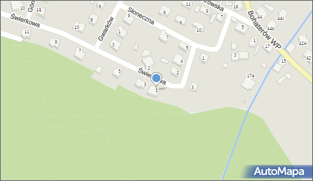 Chocianów, Świerkowa, 1, mapa Chocianów