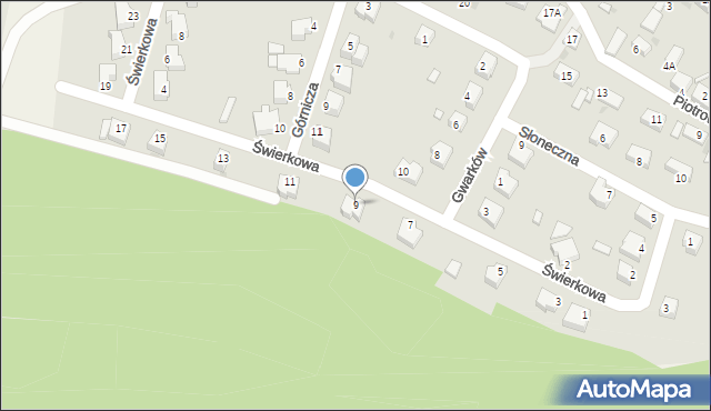 Chocianów, Świerkowa, 9, mapa Chocianów