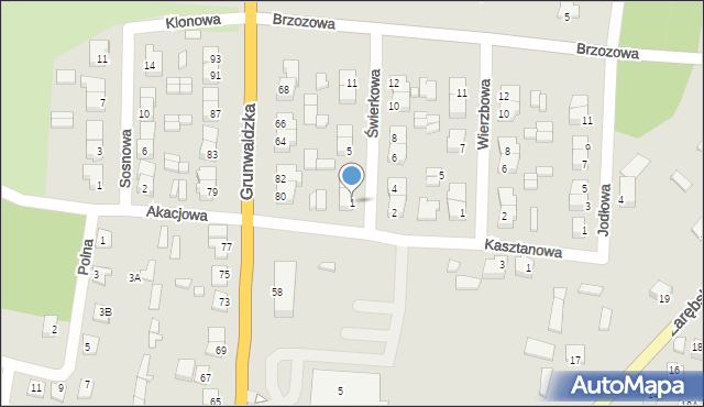 Chorzele, Świerkowa, 1, mapa Chorzele