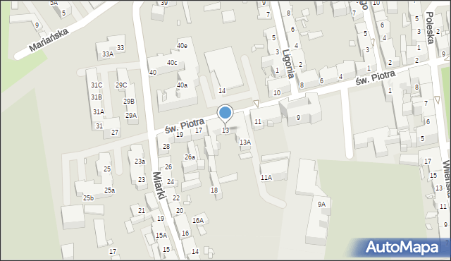 Chorzów, św. Piotra, 13, mapa Chorzów