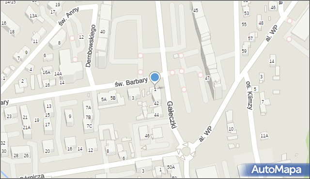 Chorzów, św. Barbary, 1, mapa Chorzów