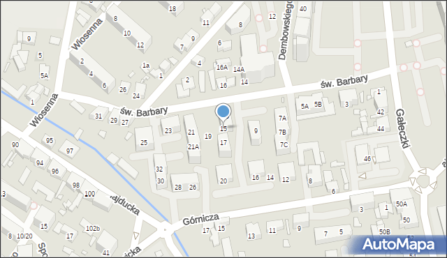 Chorzów, św. Barbary, 15, mapa Chorzów