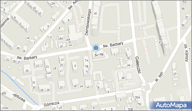 Chorzów, św. Barbary, 5A, mapa Chorzów