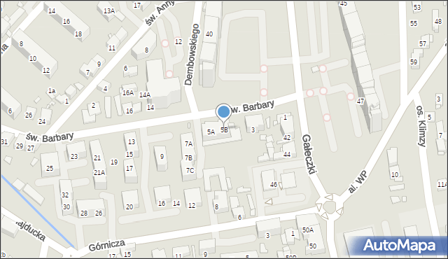 Chorzów, św. Barbary, 5B, mapa Chorzów