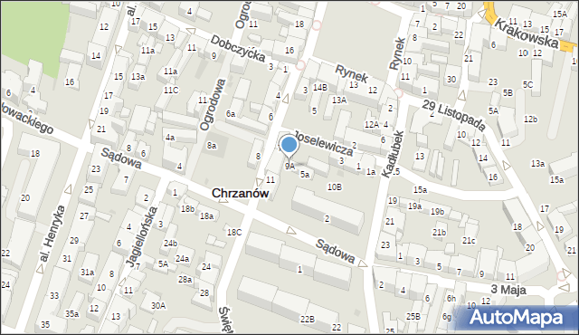 Chrzanów, Świętokrzyska, 9A, mapa Chrzanów