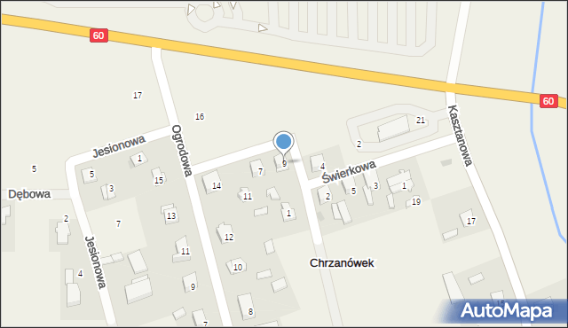 Chrzanówek, Świerkowa, 9, mapa Chrzanówek