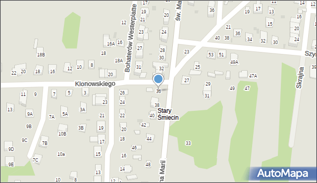 Ciechanów, św. Maksymiliana Marii Kolbego, 36, mapa Ciechanów