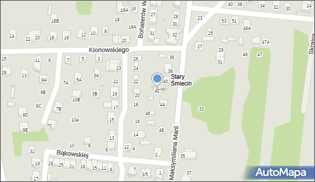 Ciechanów, św. Maksymiliana Marii Kolbego, 42, mapa Ciechanów