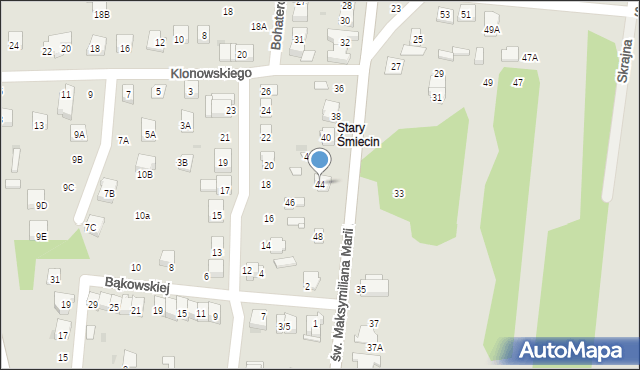 Ciechanów, św. Maksymiliana Marii Kolbego, 44, mapa Ciechanów