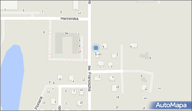 Ciechanów, św. Franciszka, 7, mapa Ciechanów