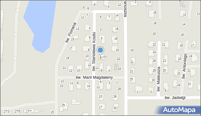 Ciechanów, św. Stanisława Kostki, 9, mapa Ciechanów