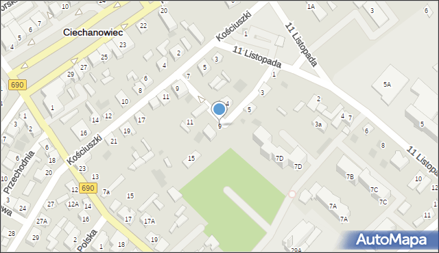 Ciechanowiec, Świętojańska, 9, mapa Ciechanowiec