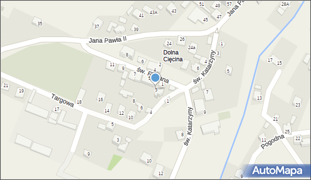 Cięcina, św. Floriana, 3, mapa Cięcina