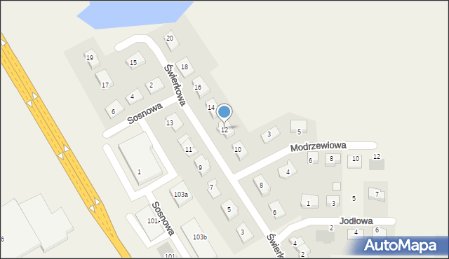 Cieplewo, Świerkowa, 12, mapa Cieplewo