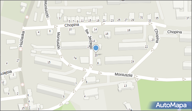Cieszyn, św. Jerzego, 10, mapa Cieszyna