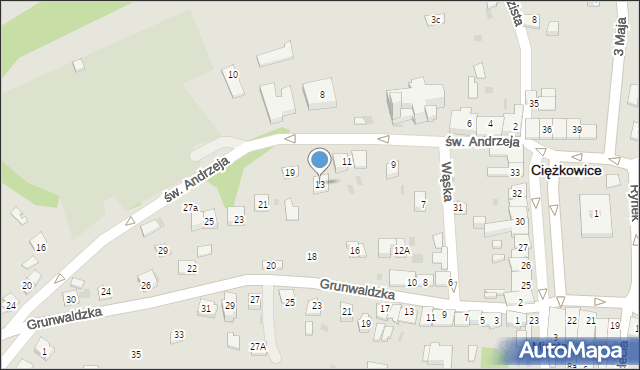 Ciężkowice, św. Andrzeja, 17, mapa Ciężkowice