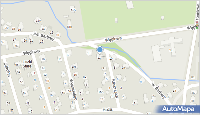 Czechowice-Dziedzice, św. Barbary, 11, mapa Czechowic-Dziedzic