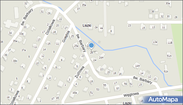 Czechowice-Dziedzice, św. Barbary, 26, mapa Czechowic-Dziedzic