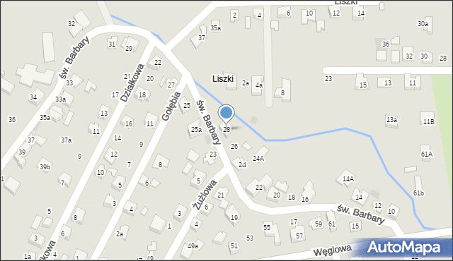 Czechowice-Dziedzice, św. Barbary, 28, mapa Czechowic-Dziedzic