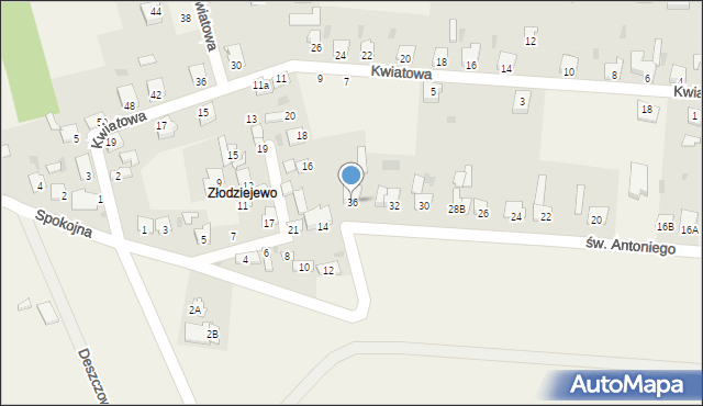 Czerniewice, św. Antoniego, 36, mapa Czerniewice