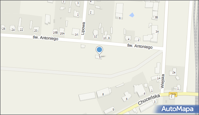 Czerniewice, św. Antoniego, 1, mapa Czerniewice