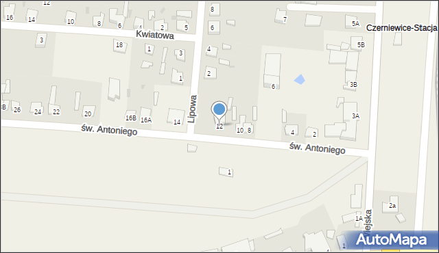 Czerniewice, św. Antoniego, 12, mapa Czerniewice