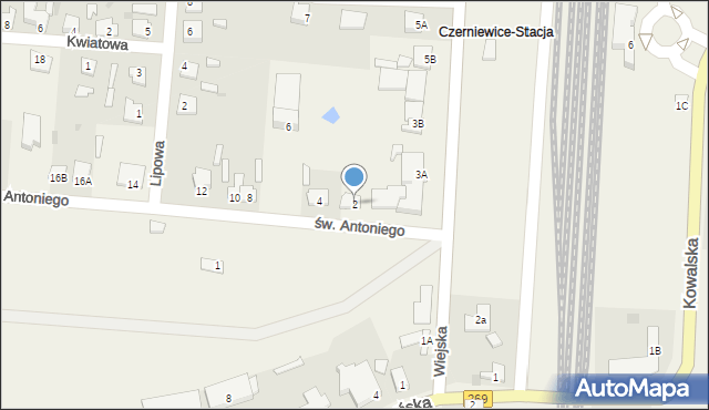 Czerniewice, św. Antoniego, 2, mapa Czerniewice