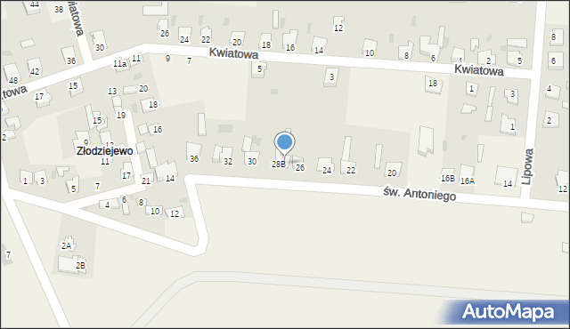 Czerniewice, św. Antoniego, 28A, mapa Czerniewice