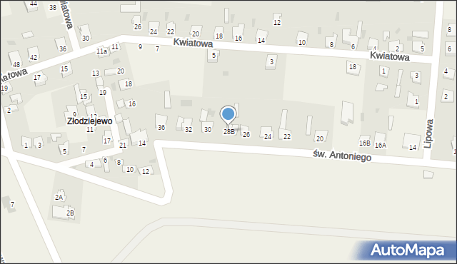 Czerniewice, św. Antoniego, 28B, mapa Czerniewice