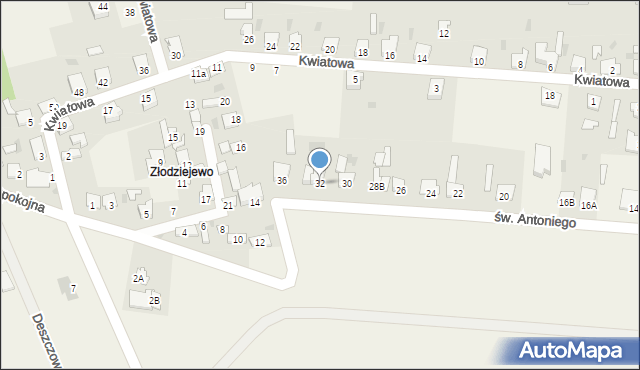 Czerniewice, św. Antoniego, 32, mapa Czerniewice