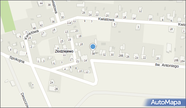 Czerniewice, św. Antoniego, 36, mapa Czerniewice