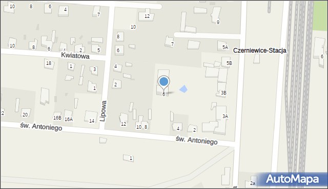 Czerniewice, św. Antoniego, 6, mapa Czerniewice