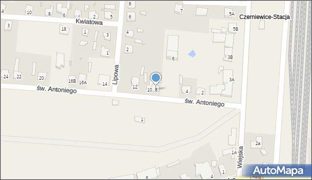 Czerniewice, św. Antoniego, 8, mapa Czerniewice