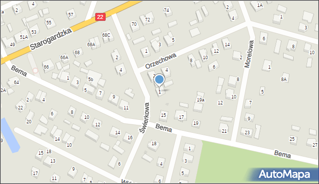 Czersk, Świerkowa, 1, mapa Czersk