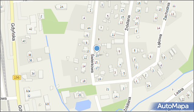 Czerwonak, Świerkowa, 13, mapa Czerwonak