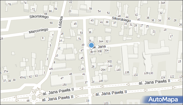 Częstochowa, św. Jana, 30, mapa Częstochowy