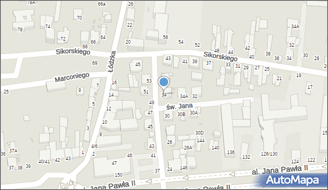 Częstochowa, św. Jana, 34, mapa Częstochowy