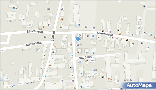 Częstochowa, św. Jana, 36, mapa Częstochowy