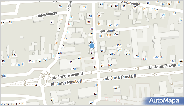 Częstochowa, św. Jana, 43, mapa Częstochowy