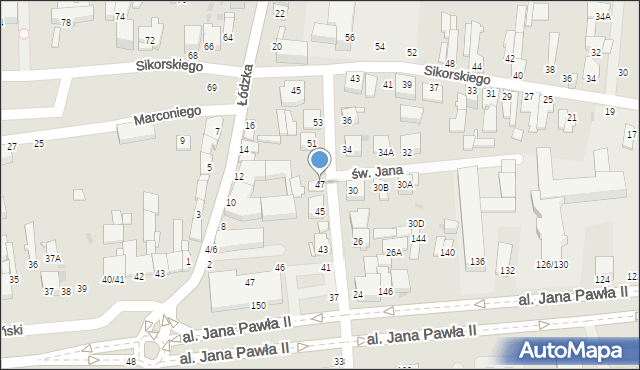 Częstochowa, św. Jana, 47, mapa Częstochowy
