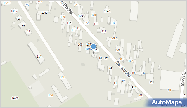 Częstochowa, św. Rocha, 103, mapa Częstochowy