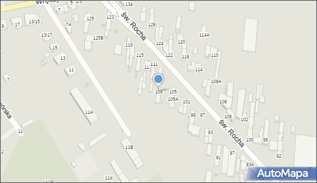 Częstochowa, św. Rocha, 109, mapa Częstochowy