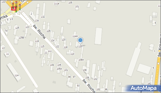 Częstochowa, św. Rocha, 110, mapa Częstochowy