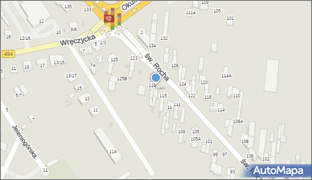 Częstochowa, św. Rocha, 117, mapa Częstochowy