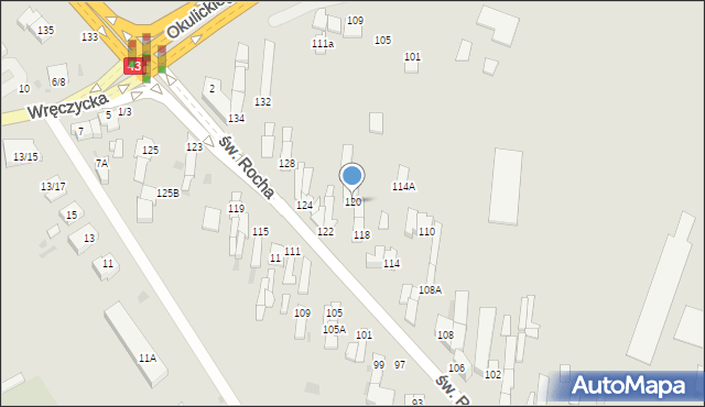 Częstochowa, św. Rocha, 120, mapa Częstochowy